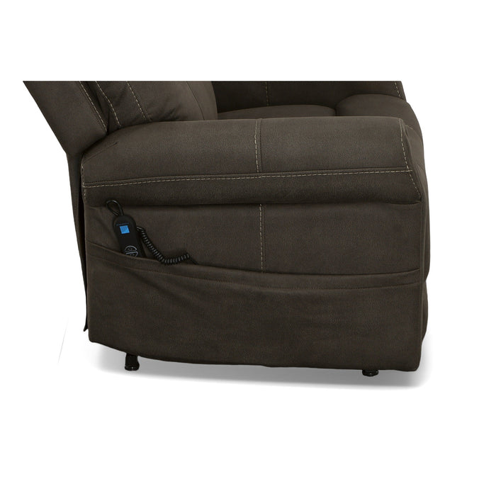 Jenkins Bark Fabric Power Lift Recliner with Right-Hand Control & Power Headrest