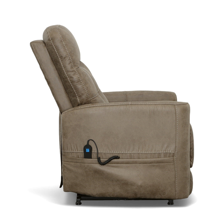 Kenner Sand Fabric Power Lift Recliner with Power Headrest & Lumbar