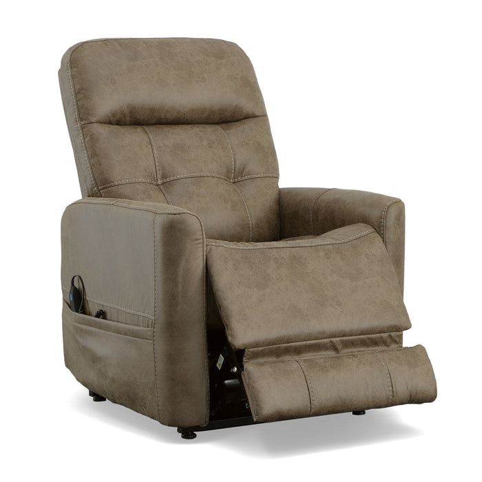 Kenner Sand Fabric Power Lift Recliner with Power Headrest & Lumbar