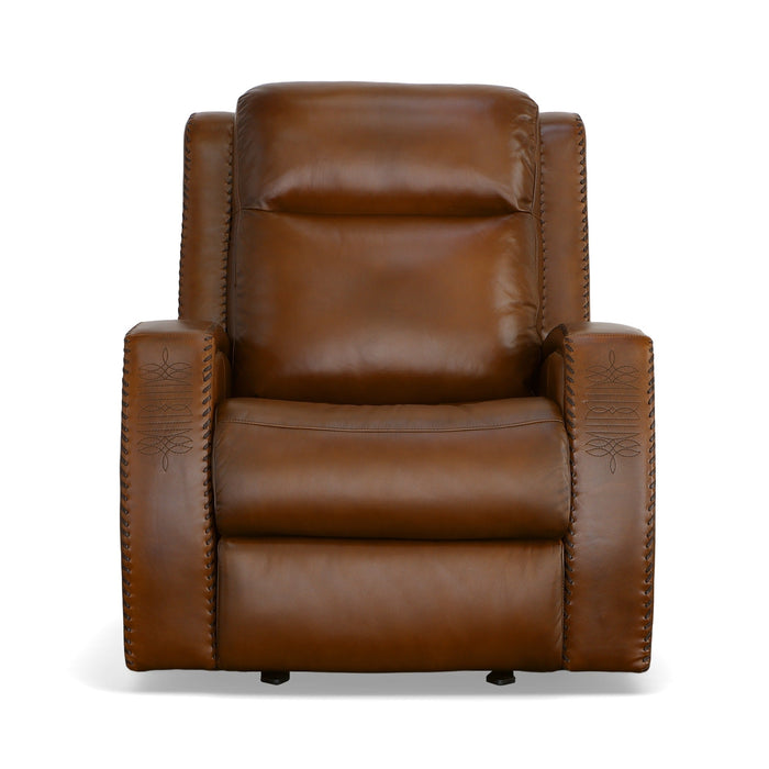 Mustang Rust Leather Power Gliding Recliner with Power Headrest