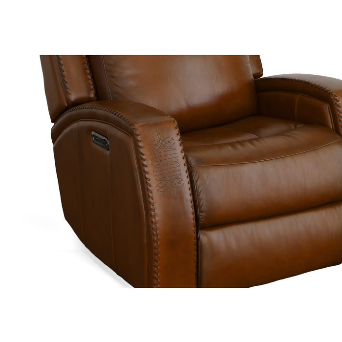 Mustang Rust Leather Power Gliding Recliner with Power Headrest