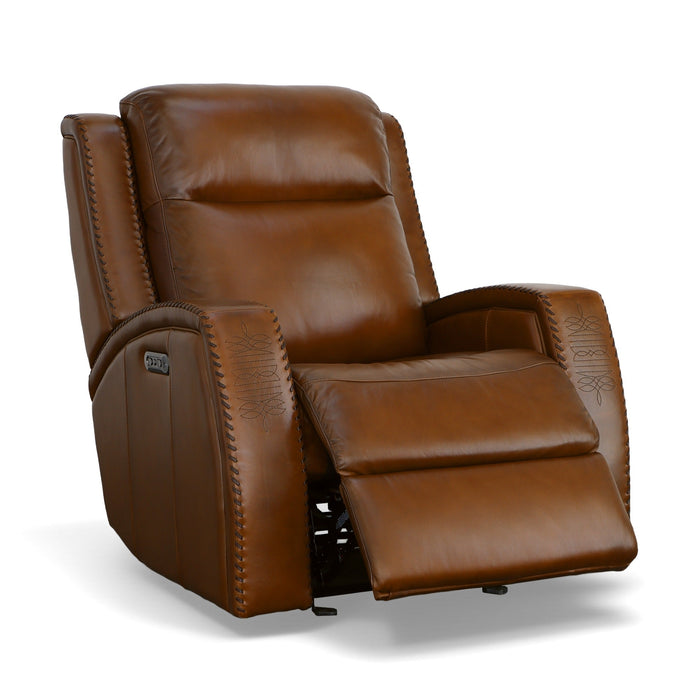 Mustang Rust Leather Power Gliding Recliner with Power Headrest