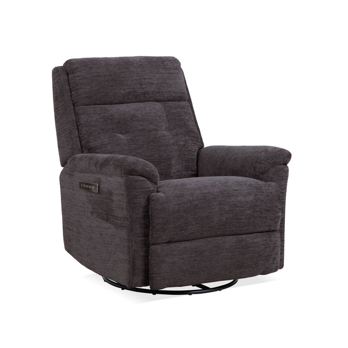 Sophisticated Steel Perfect Match Power Swivel Gliding Recliner with Power Headrest & Lumbar