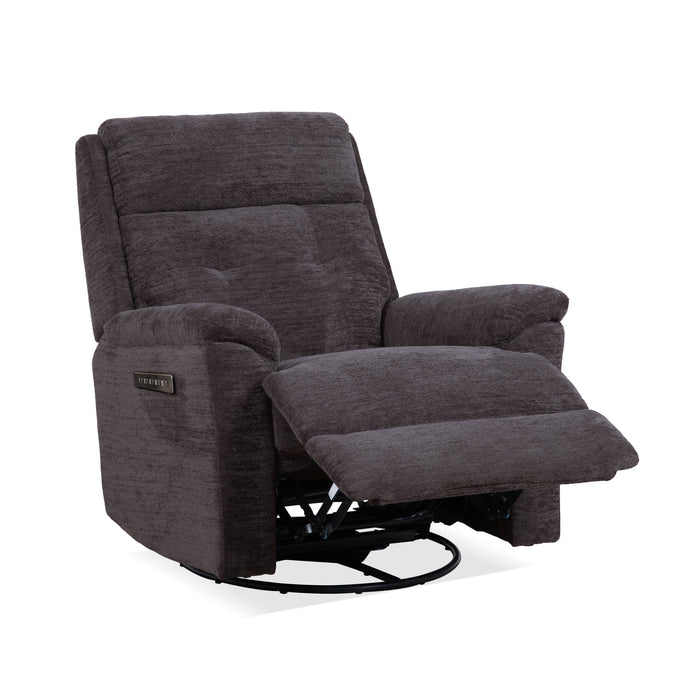 Sophisticated Steel Perfect Match Power Swivel Gliding Recliner with Power Headrest & Lumbar