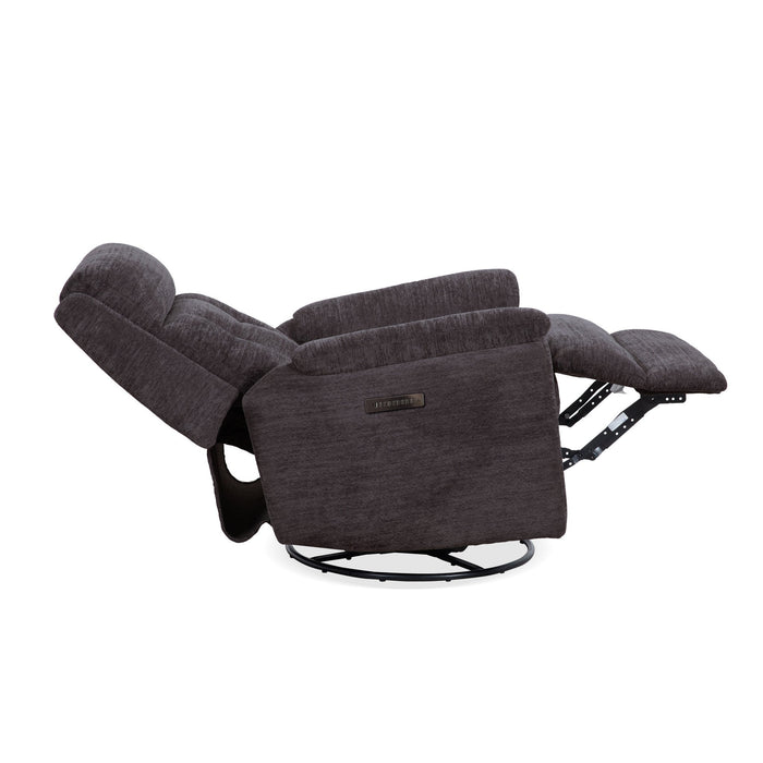 Sophisticated Steel Perfect Match Power Swivel Gliding Recliner with Power Headrest & Lumbar