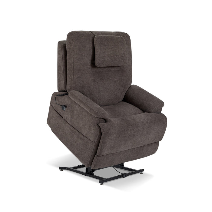 Zecliner Model 2+ Umber Fabric Power Lift Recliner with Power Headrest, Lumbar, Heat & Massage