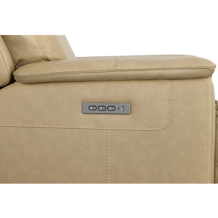 Odell Stone Leather Power Recliner with Power Headrest & Lumbar