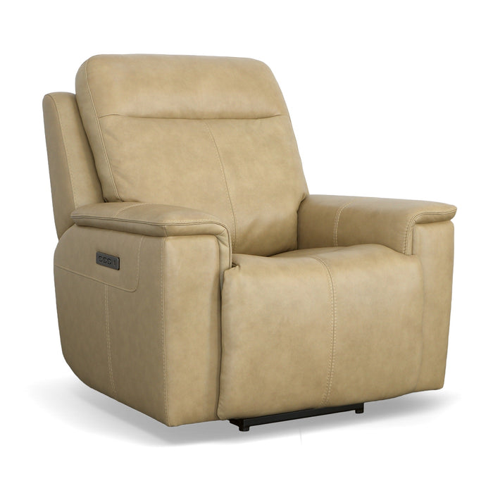 Odell Stone Leather Power Recliner with Power Headrest & Lumbar