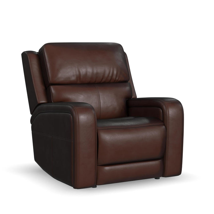 Oasis Truffle Leather Power Recliner with Power Headrest, Lumbar, Heat & Massage