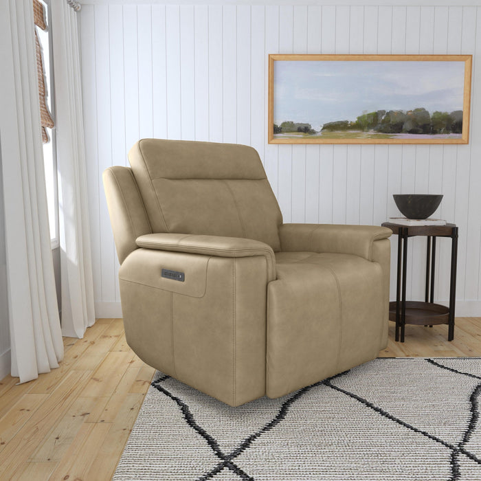 Odell Stone Leather Power Recliner with Power Headrest & Lumbar