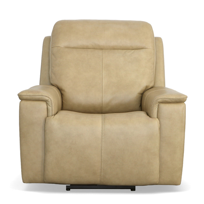 Odell Stone Leather Power Recliner with Power Headrest & Lumbar