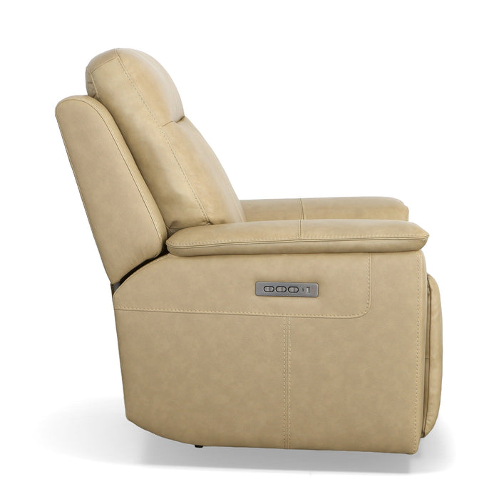 Odell Stone Leather Power Recliner with Power Headrest & Lumbar