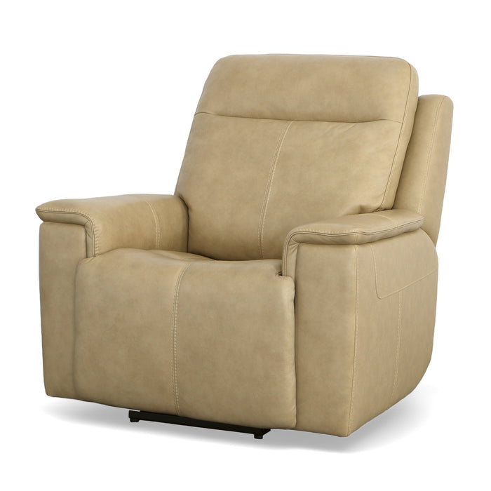 Odell Stone Leather Power Recliner with Power Headrest & Lumbar