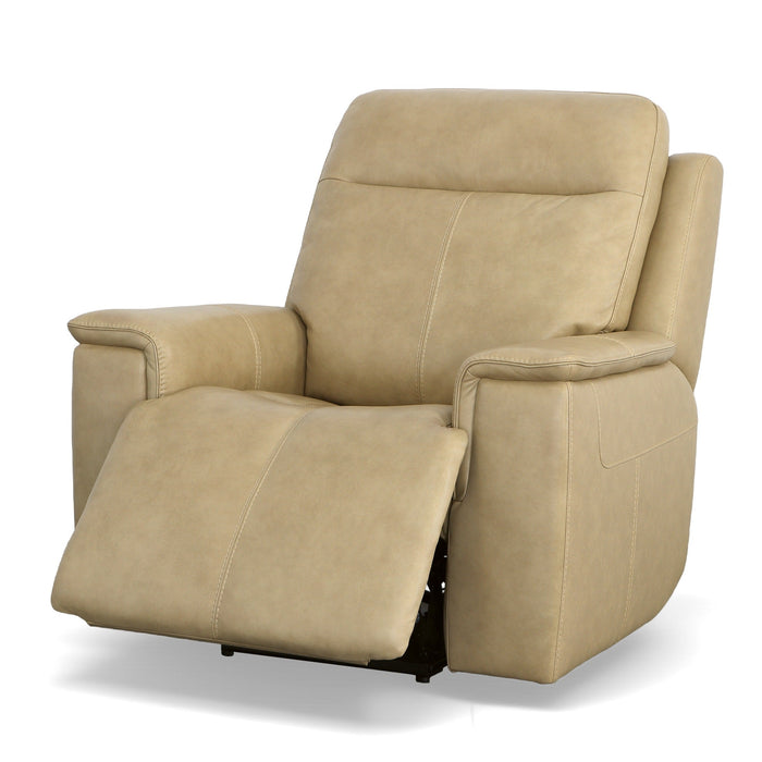 Odell Stone Leather Power Recliner with Power Headrest & Lumbar