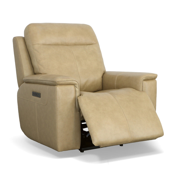 Odell Stone Leather Power Recliner with Power Headrest & Lumbar