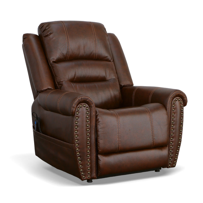 Oscar Pumpernickel Fabric Power Lift Recliner with Right-Hand Control & Power Headrest