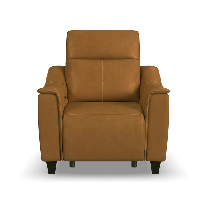 Walter Honey Leather Power Recliner with Power Headrest