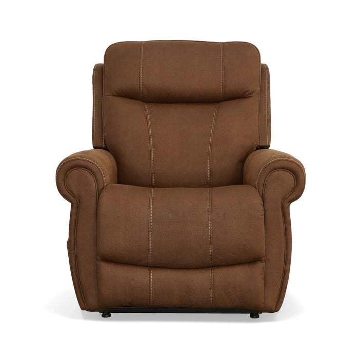 Stewart Amber Brown Fabric Power Lift Recliner with Power Headrest & Lumbar