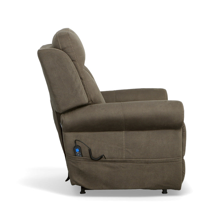 Stewart Mossy Grey Fabric Power Lift Recliner with Power Headrest & Lumbar