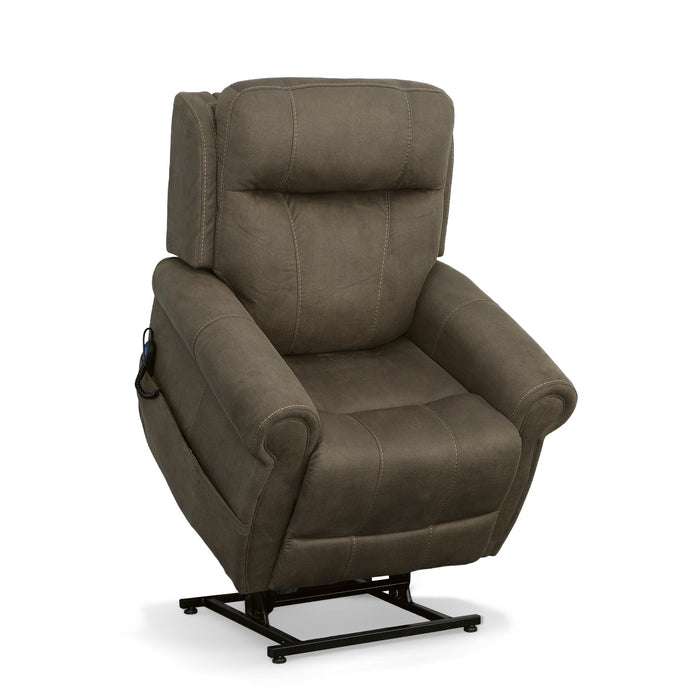 Stewart Mossy Grey Fabric Power Lift Recliner with Power Headrest & Lumbar