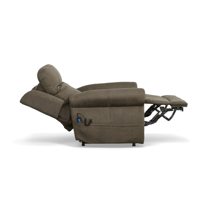 Stewart Mossy Grey Fabric Power Lift Recliner with Power Headrest & Lumbar