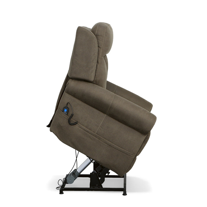 Stewart Mossy Grey Fabric Power Lift Recliner with Power Headrest & Lumbar