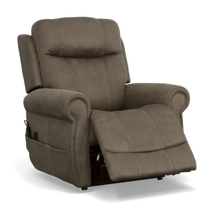 Stewart Mossy Grey Fabric Power Lift Recliner with Power Headrest & Lumbar