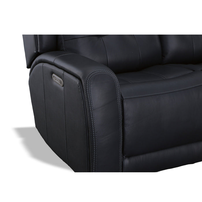 Grant Denim Leather Power Reclining Loveseat with Power Headrests