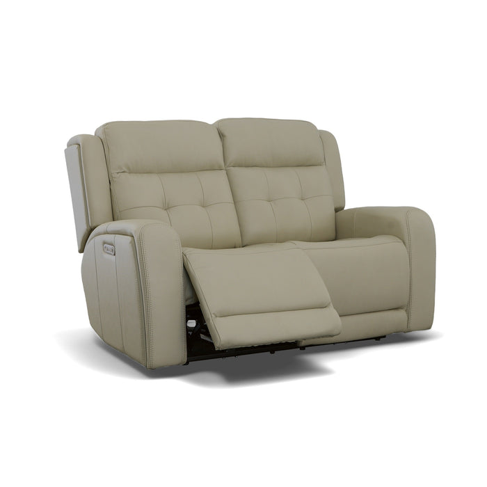 Grant Ivory Leather Power Reclining Loveseat with Power Headrests