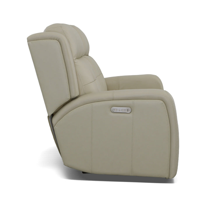 Grant Ivory Leather Power Reclining Loveseat with Power Headrests