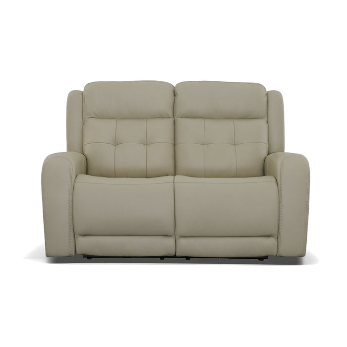 Grant Ivory Leather Power Reclining Loveseat with Power Headrests