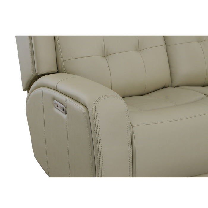 Grant Ivory Leather Power Reclining Loveseat with Power Headrests