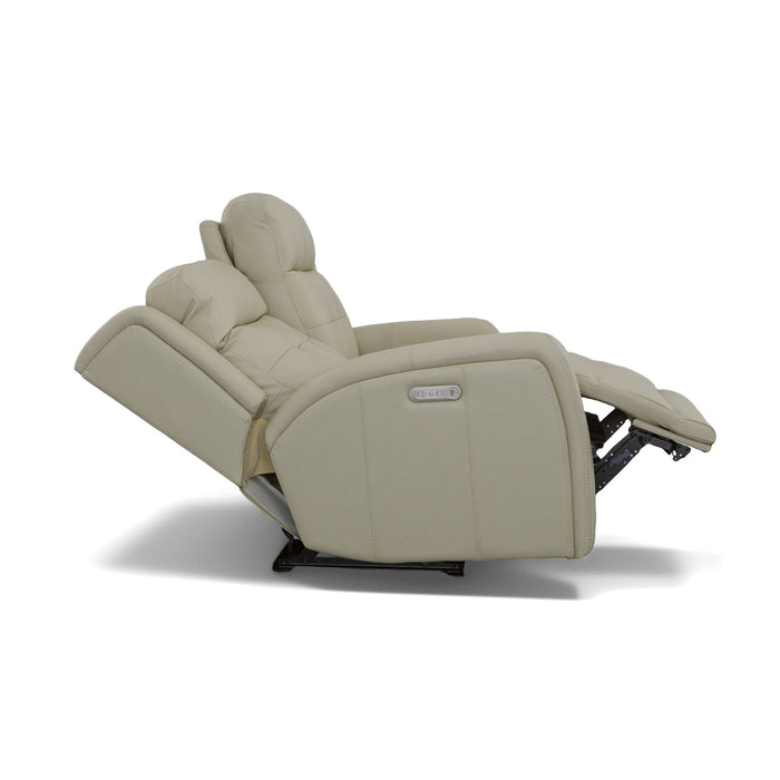 Grant Ivory Leather Power Reclining Loveseat with Power Headrests