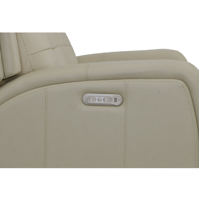 Grant Ivory Leather Power Reclining Loveseat with Power Headrests