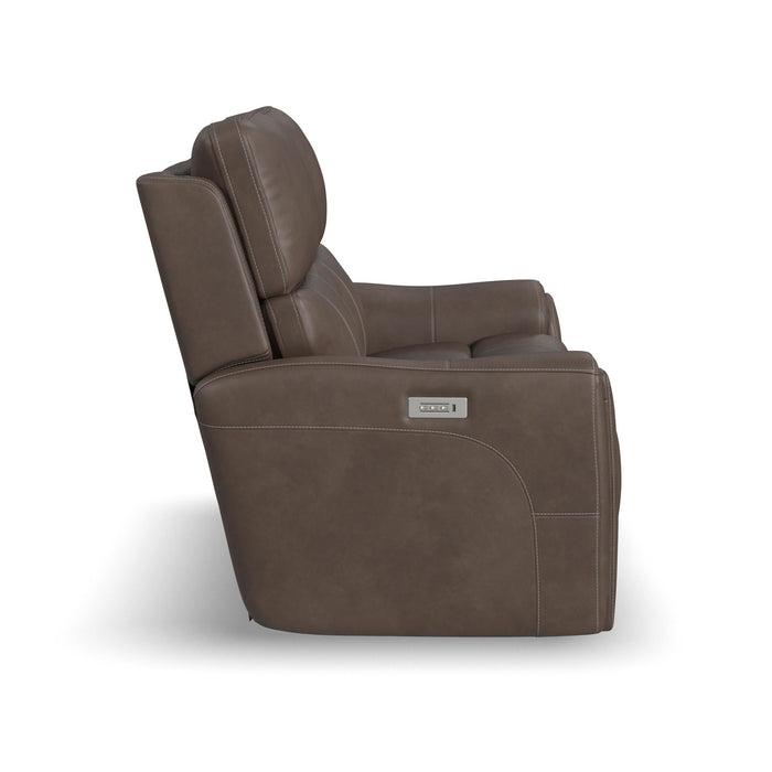 Carter Cappuccino Fabric Power Reclining Loveseat with Power Headrests & Lumbar