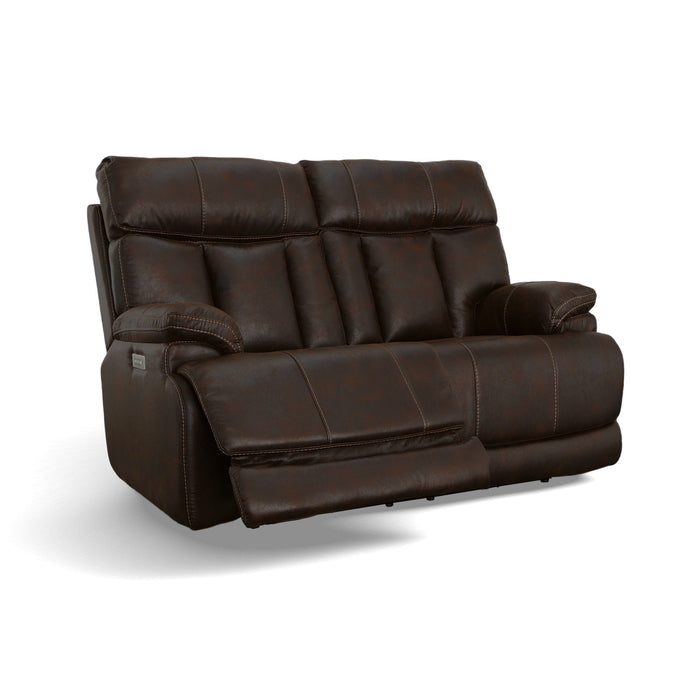 Clive Clove Fabric Power Reclining Loveseat with Power Headrests & Lumbar