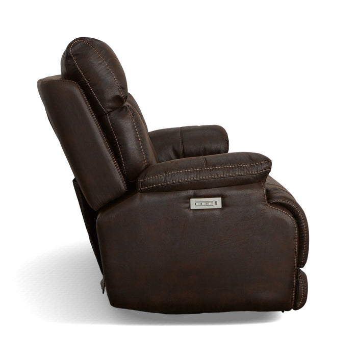 Clive Clove Fabric Power Reclining Loveseat with Power Headrests & Lumbar