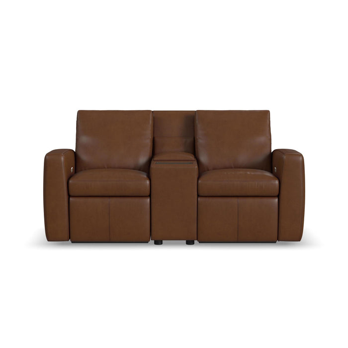 Aria Sedona Leather Power Reclining Loveseat with Console