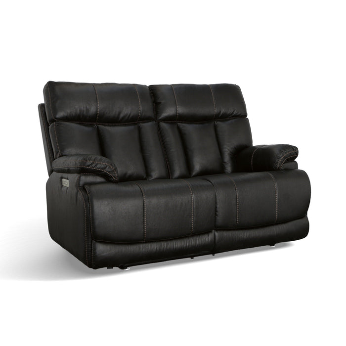 Clive Peppercorn Fabric Power Reclining Loveseat with Power Headrests & Lumbar