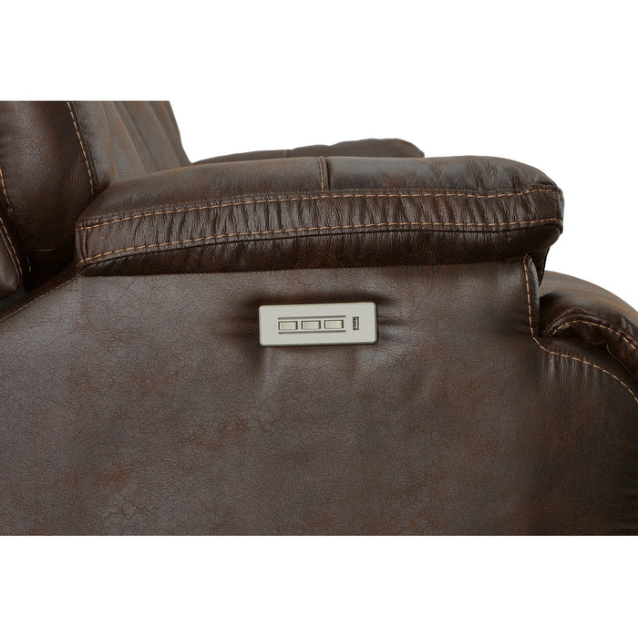 Clive Clove Fabric Power Reclining Loveseat with Power Headrests & Lumbar