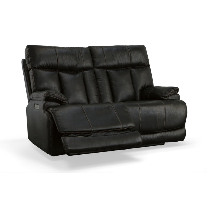 Clive Peppercorn Fabric Power Reclining Loveseat with Power Headrests & Lumbar