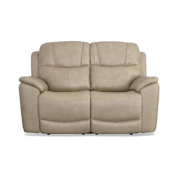 Crew Pebble Leather Power Reclining Loveseat with Power Headrests & Lumbar