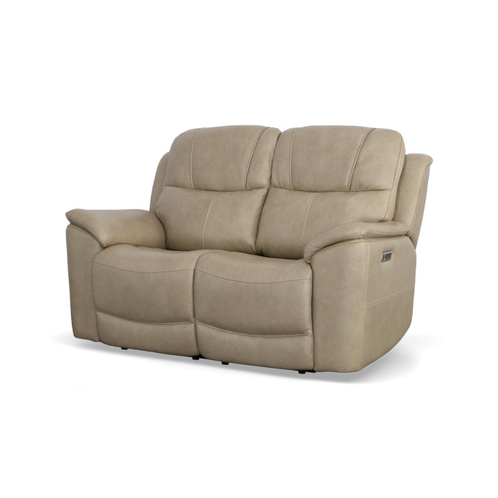 Crew Pebble Leather Power Reclining Loveseat with Power Headrests & Lumbar