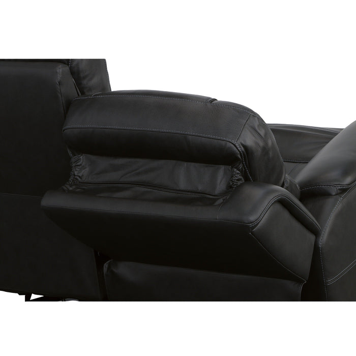 Crew Raven Leather Power Reclining Loveseat with Power Headrests & Lumbar