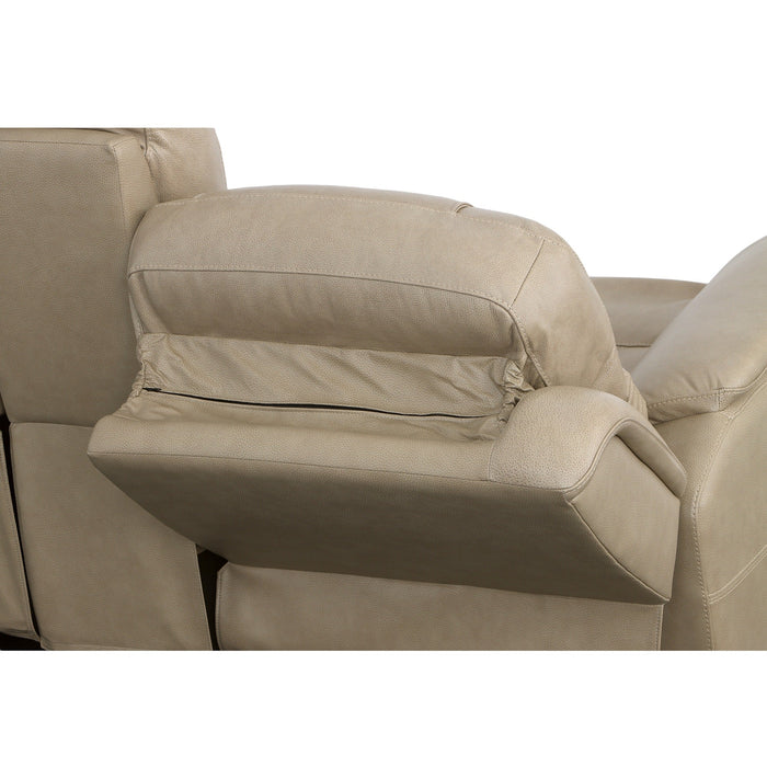 Crew Pebble Leather Power Reclining Loveseat with Console, Power Headrests & Lumbar