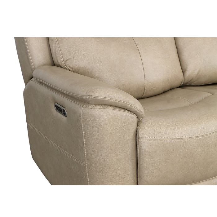 Crew Pebble Leather Power Reclining Loveseat with Power Headrests & Lumbar