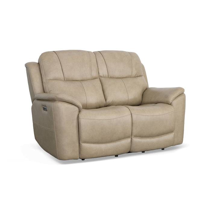 Crew Pebble Leather Power Reclining Loveseat with Power Headrests & Lumbar