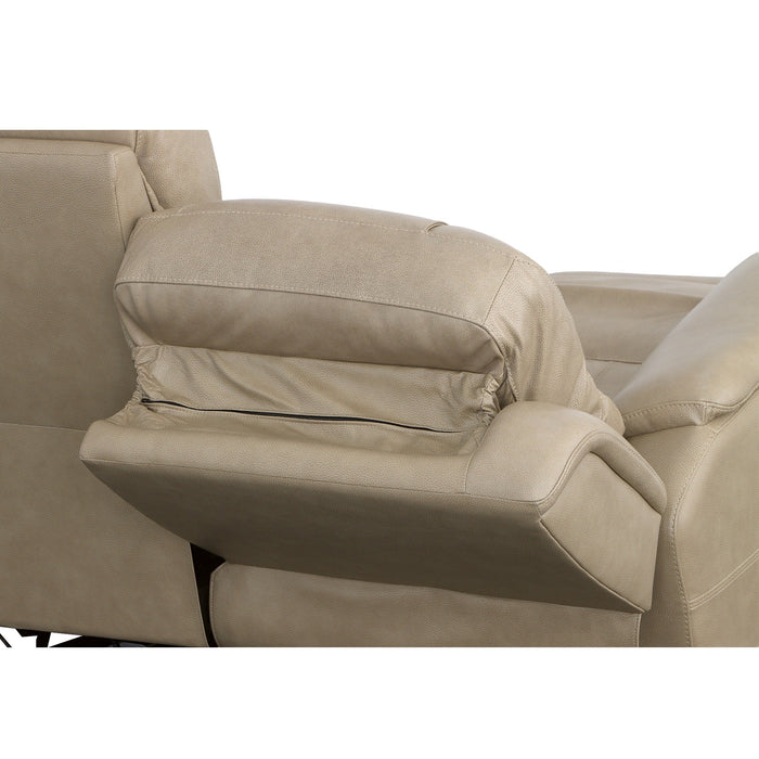 Crew Pebble Leather Power Reclining Loveseat with Power Headrests & Lumbar