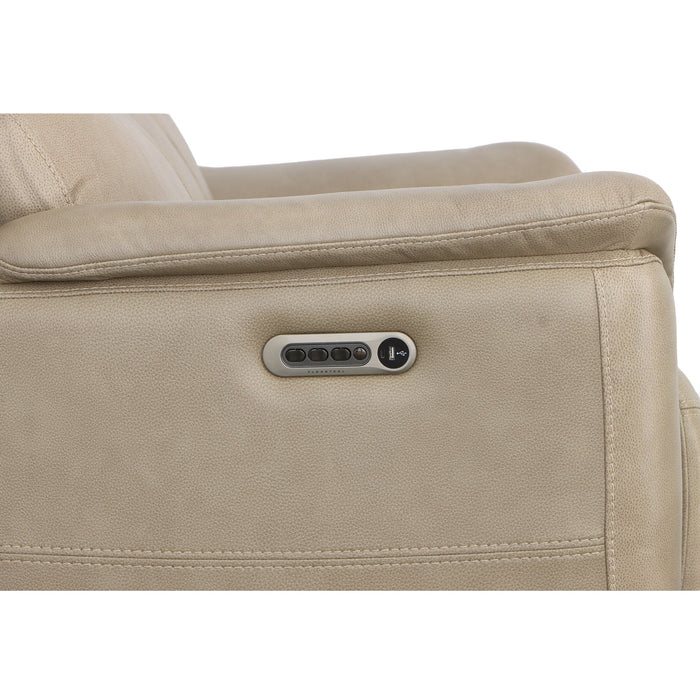 Crew Pebble Leather Power Reclining Loveseat with Power Headrests & Lumbar