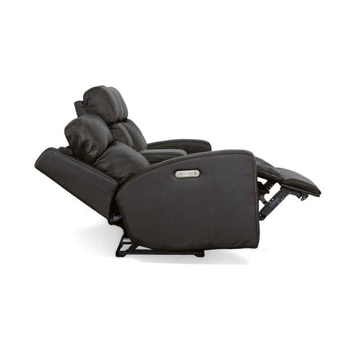 Cody Shadow Leather Power Reclining Loveseat with Console & Power Headrests